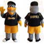Gray Yellow Black Hawk Baseball Mascot Costume
