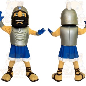 Silver Blue Bearded Gladiator Mascot Costume
