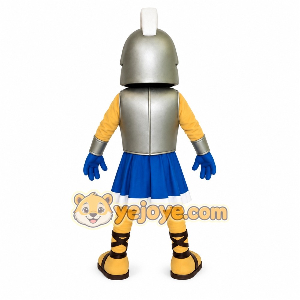 Silver Blue Bearded Gladiator Mascot Costume
