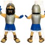 Silver Blue Bearded Gladiator Mascot Costume