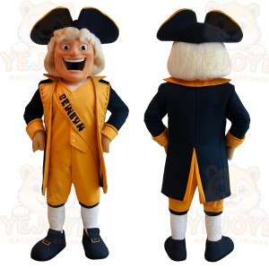 Navy Gold Colonial Gentleman Mascot Costume