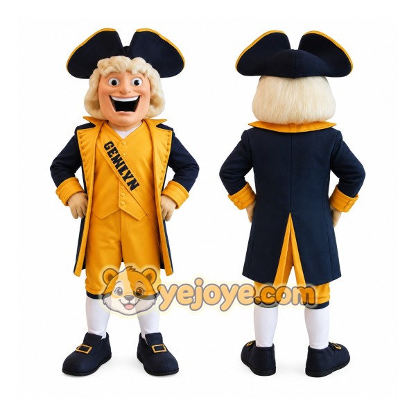 Navy Gold Colonial Gentleman Mascot Costume