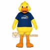 Yellow Duck With Blue Shirt Mascot Costume Yellow Duck With Blue Shirt Mascot Costume