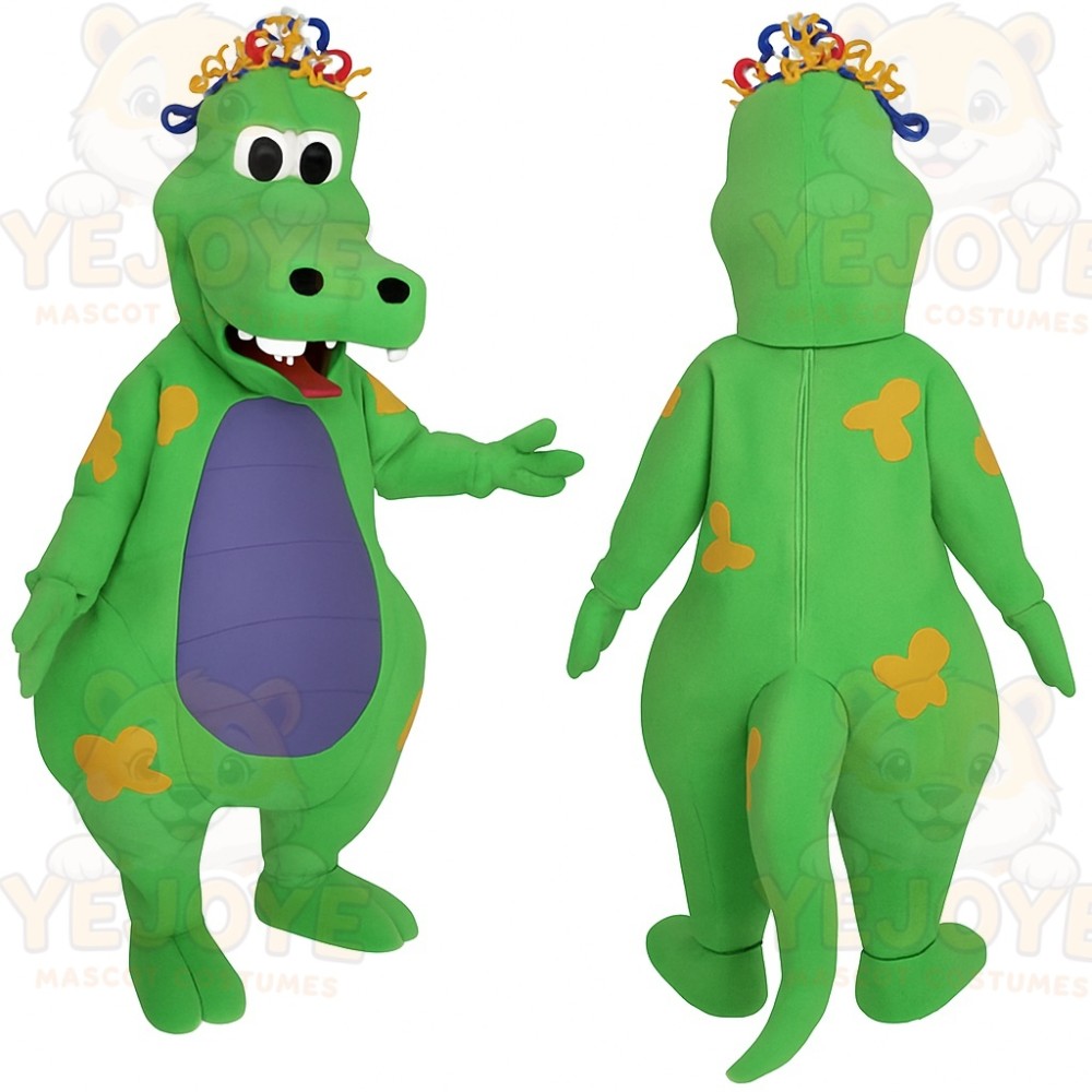 Green Purple Yellow Dragon Mascot Costume