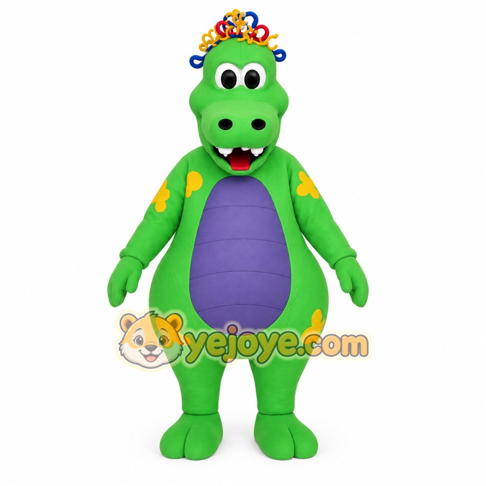 Green Purple Yellow Dragon Mascot Costume