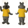 Gray Yellow Wolf Mascot Costume