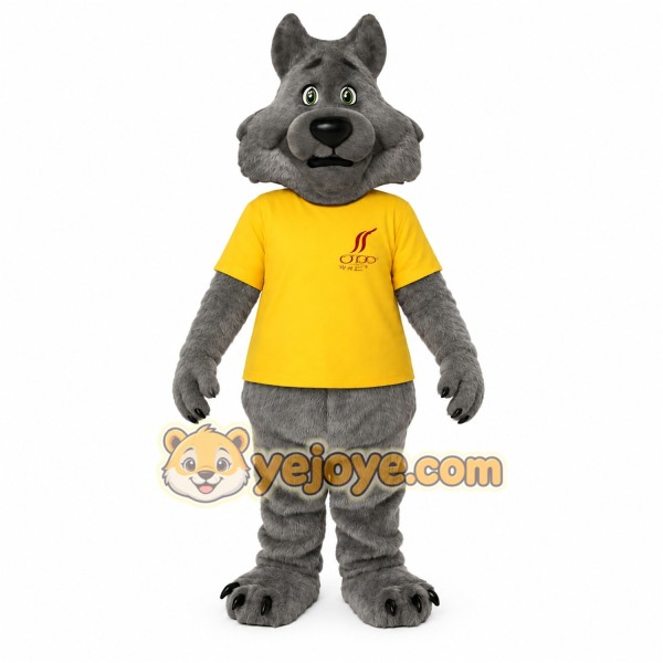Gray Yellow Wolf Mascot Costume Gray Yellow Wolf Mascot Costume