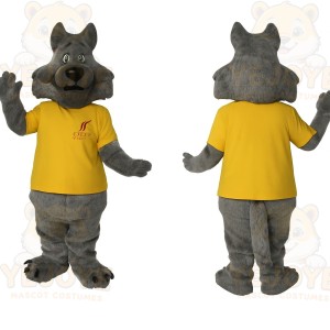 Gray Yellow Wolf Mascot Costume