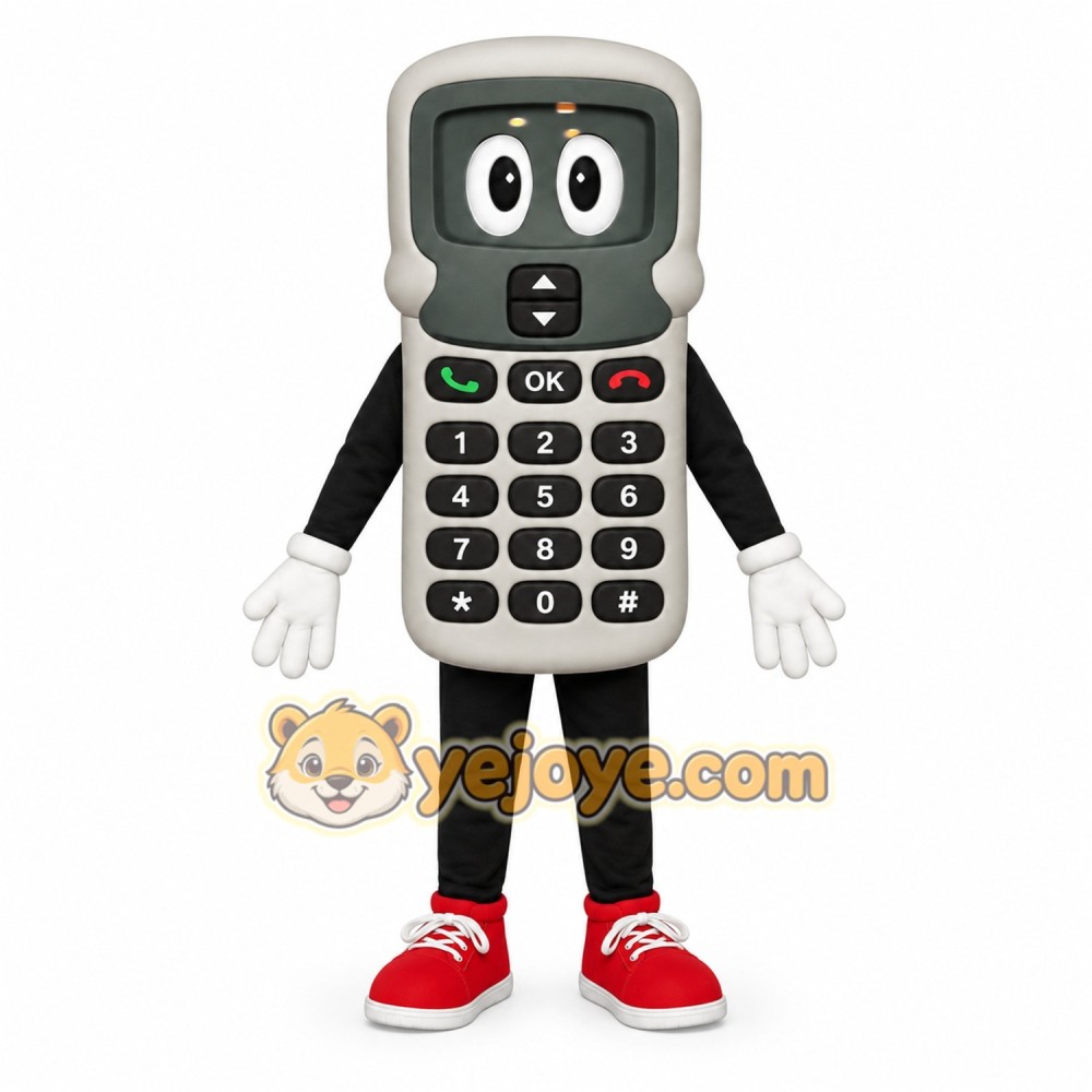 Gray Black Red Calculator Mascot Costume