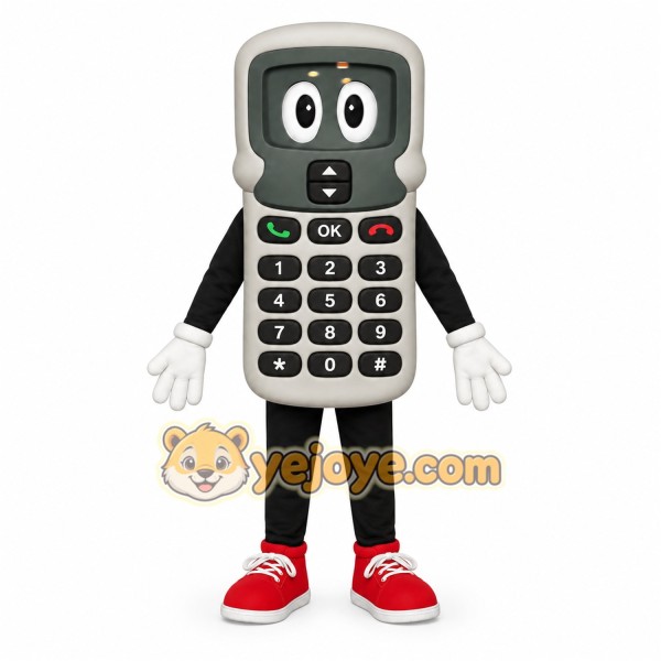 Gray Black Red Calculator Mascot Costume