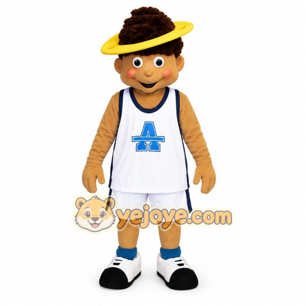 White Blue Basketball Boy Mascot Costume
