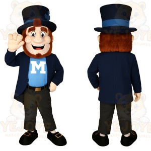 Navy Blue Bearded Gentleman Mascot Costume