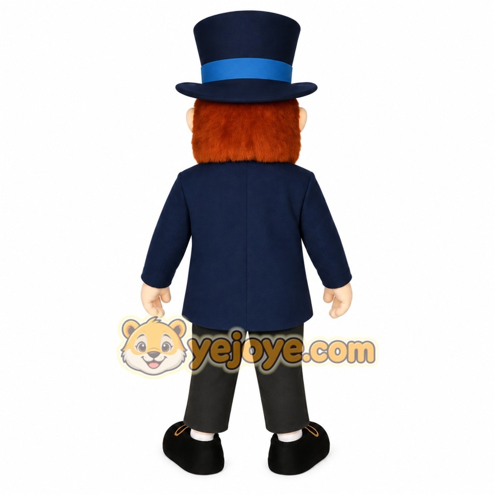 Navy Blue Bearded Gentleman Mascot Costume Navy Blue Bearded Gentleman Mascot Costume