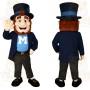 Navy Blue Bearded Gentleman Mascot Costume
