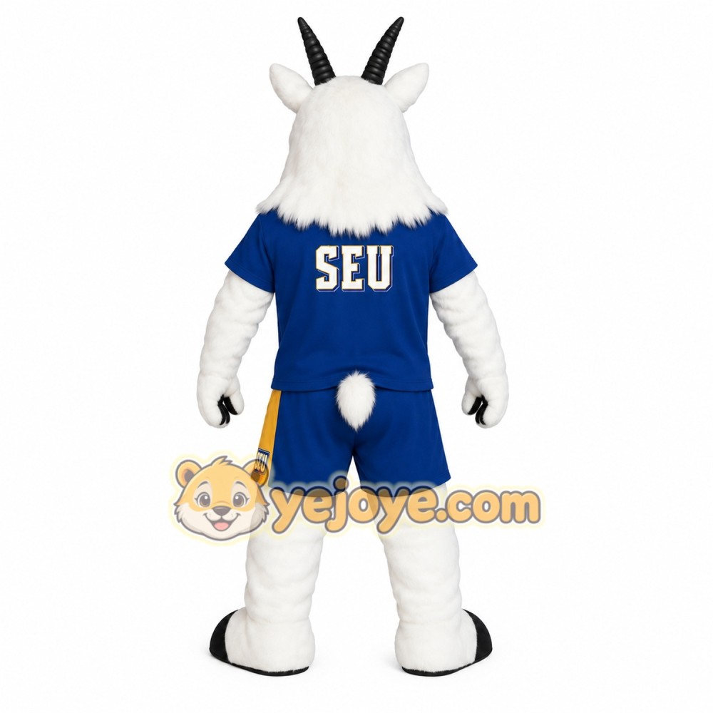White Blue Black Horned Goat Mascot Costume White Blue Black Horned Goat Mascot Costume
