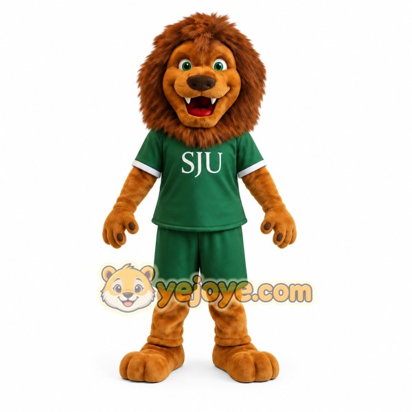 Brown Green Lion Mascot Costume
