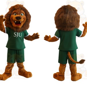 Brown Green Lion Mascot Costume