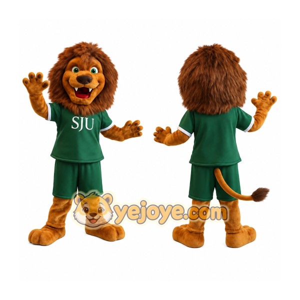 Brown Green Lion Mascot Costume
