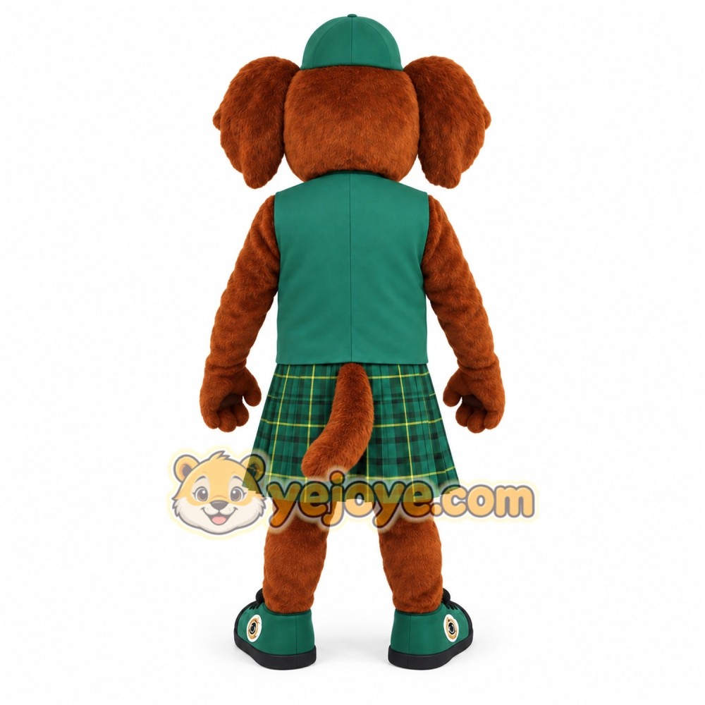 Brown Green Plaid Kilt Dog Mascot Costume