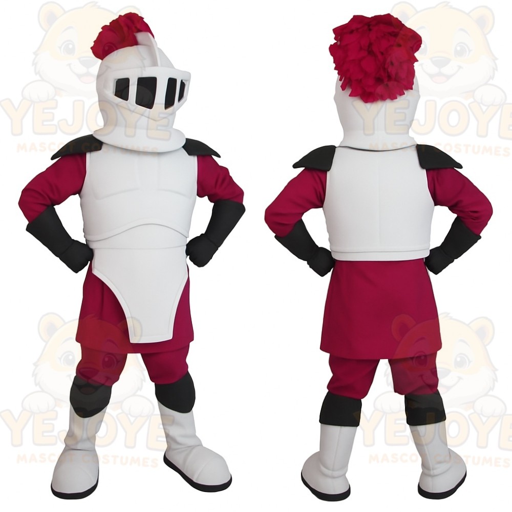 Burgundy White Black Knight Mascot Costume