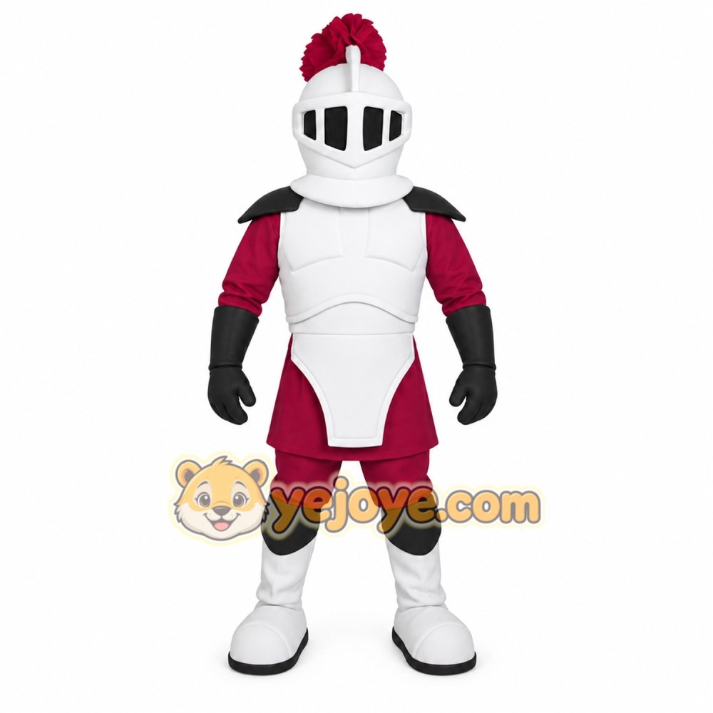 Burgundy White Black Knight Mascot Costume