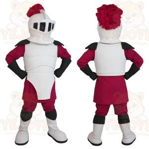 Burgundy White Black Knight Mascot Costume