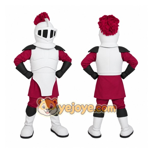 Burgundy White Black Knight Mascot Costume