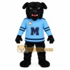 Black Dog In Light Blue Jersey Mascot Costume Black Dog In Light Blue Jersey Mascot Costume