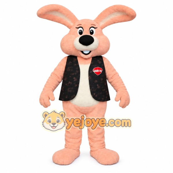 Light Peach Black Vest Rabbit Mascot Costume Light Peach Black Vest Rabbit Mascot Costume