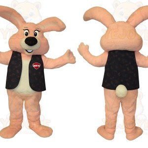Light Peach Black Vest Rabbit Mascot Costume