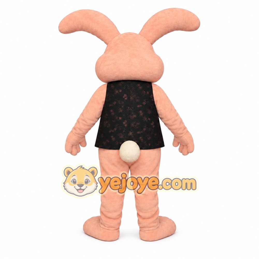 Light Peach Black Vest Rabbit Mascot Costume Light Peach Black Vest Rabbit Mascot Costume
