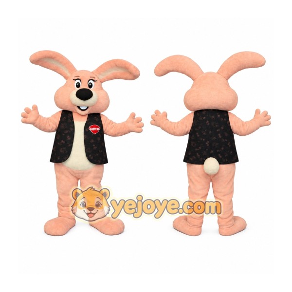 Light Peach Black Vest Rabbit Mascot Costume