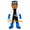 White Blue Black Scientist Mascot Costume White Blue Black Scientist Mascot Costume