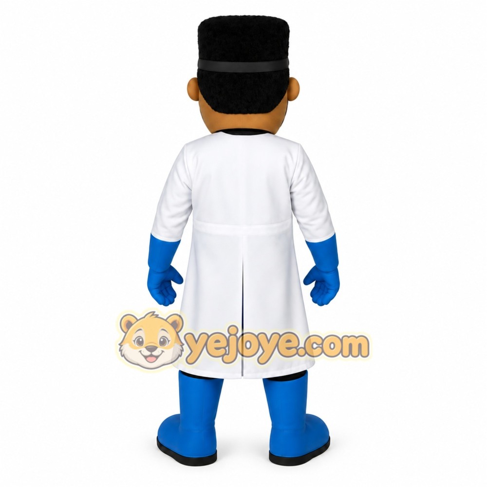 White Blue Black Scientist Mascot Costume White Blue Black Scientist Mascot Costume