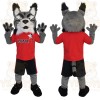 Gray Red Black Lynx Mascot Costume