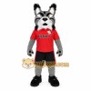 Gray Red Black Lynx Mascot Costume Gray Red Black Lynx Mascot Costume