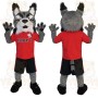 Gray Red Black Lynx Mascot Costume
