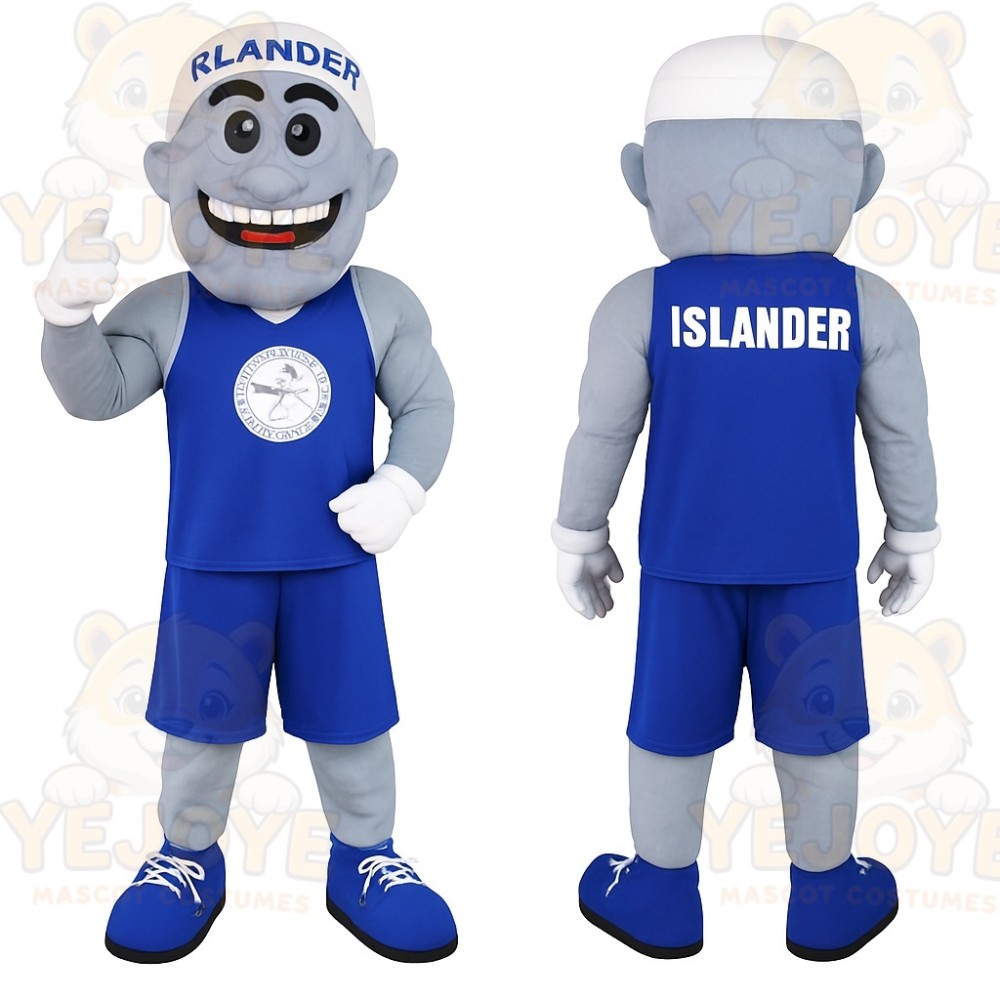 Blue Gray Basketball Player Mascot Costume