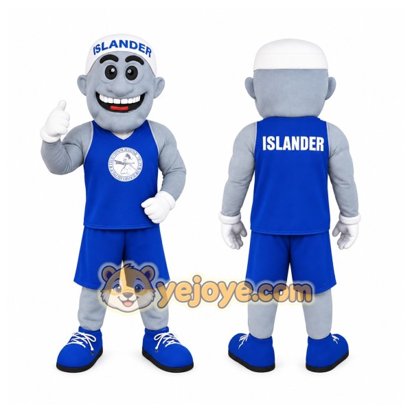 Blue Gray Basketball Player Mascot Costume