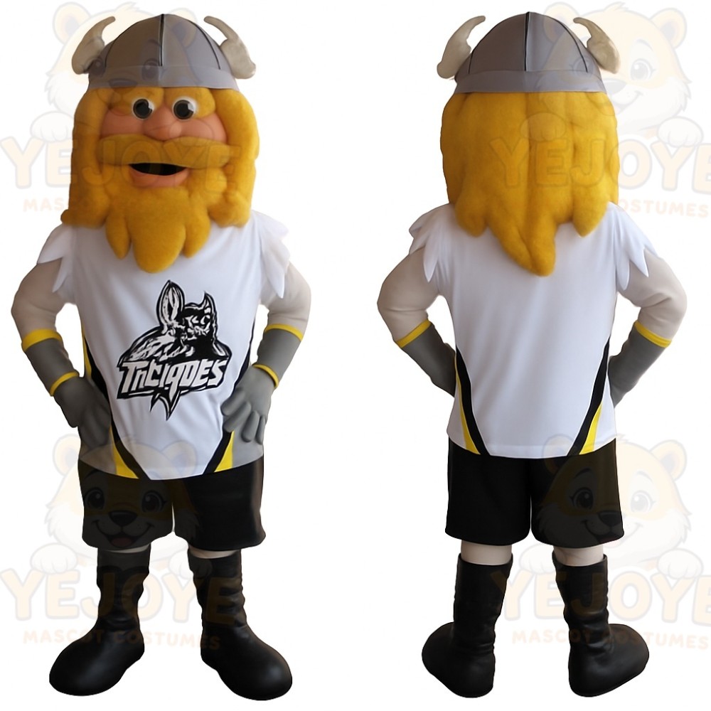 Yellow White Bearded Viking Mascot Costume