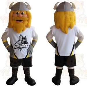 Yellow White Bearded Viking Mascot Costume