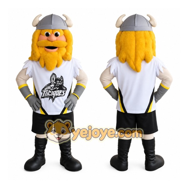 Yellow White Bearded Viking Mascot Costume