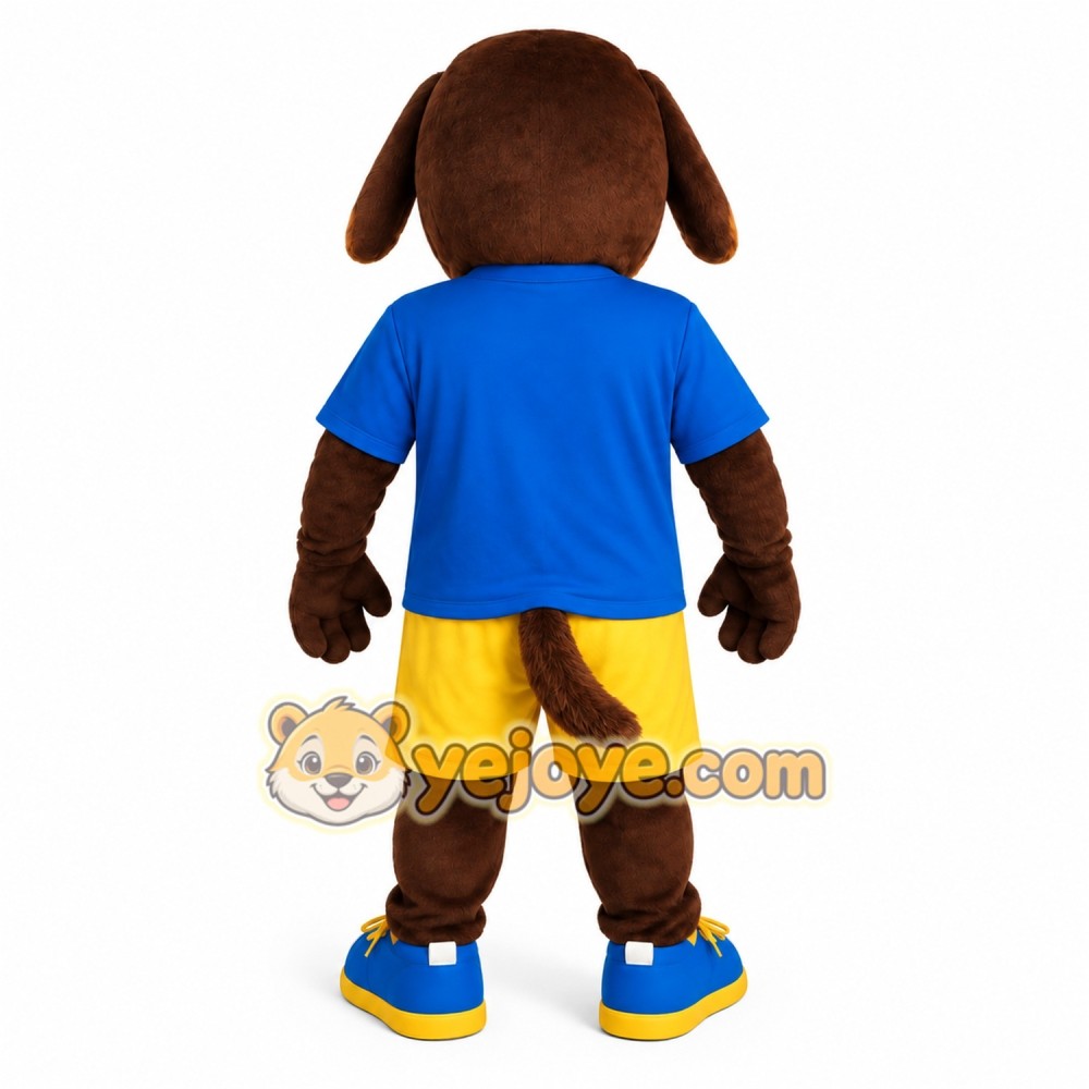 Brown White Blue Yellow Dog Mascot Costume