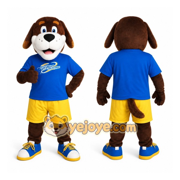 Brown White Blue Yellow Dog Mascot Costume