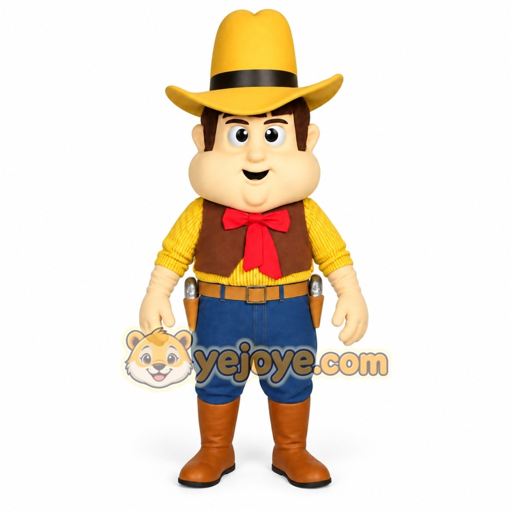 Yellow Brown Blue Red Cowboy Mascot Costume Yellow Brown Blue Red Cowboy Mascot Costume