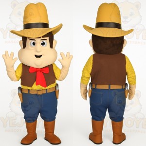 Yellow Brown Blue Red Cowboy Mascot Costume