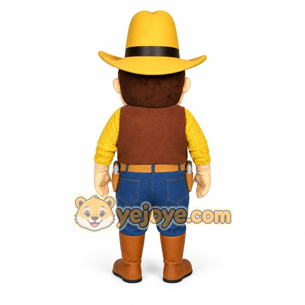 Yellow Brown Blue Red Cowboy Mascot Costume Yellow Brown Blue Red Cowboy Mascot Costume