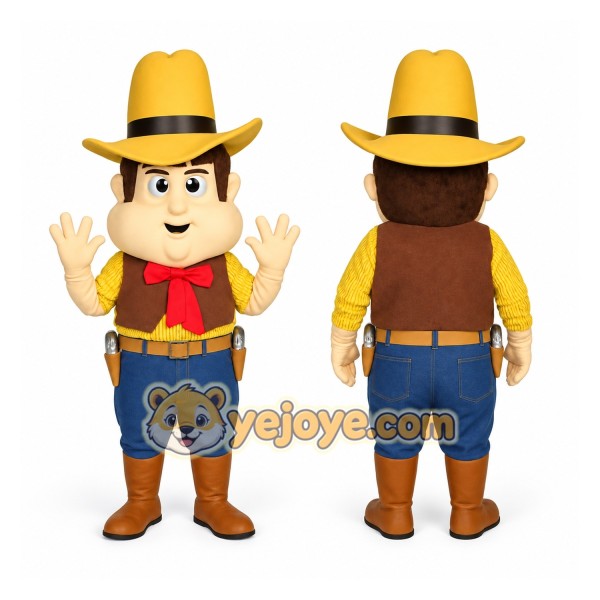 Yellow Brown Blue Red Cowboy Mascot Costume