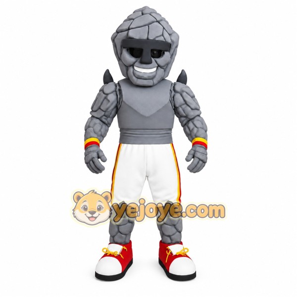 Gray White Red Stone Man Mascot Costume