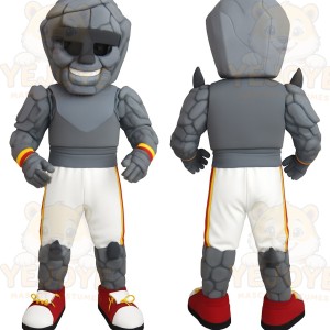 Gray White Red Stone Man Mascot Costume